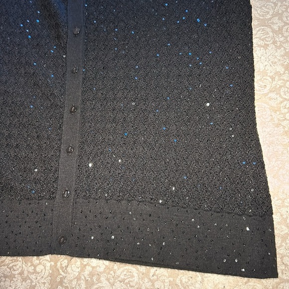 Coldwater Creek ~ new ~ Black Sequined 3/4 Sleeve Cardigan Sweater in size XL - Picture 8 of 9